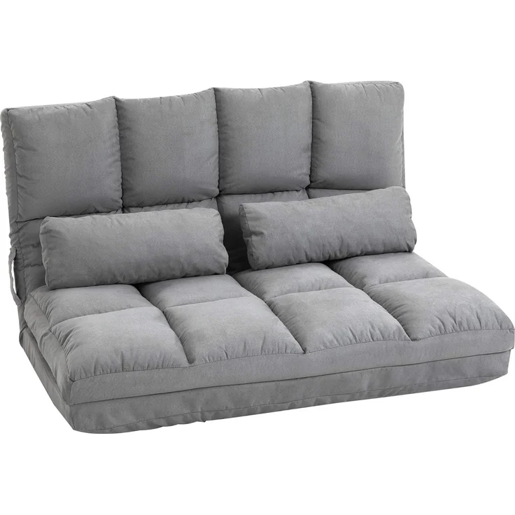 HOMCOM Relaxsessel mit Rückenlehne, 3 Positionen Verstellbare, Sitzkissen (Klappbett, 1-St, 2-in-1 Bodensessel), für Schlafzimmer, Wohnzimmer, Grau – Bild 1