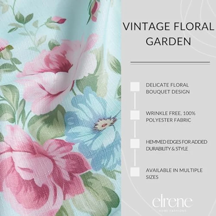 Elrene Home Fashions Rechteckige Tischdecke aus Stoff, Motiv: Frühling und Sommer, Vintage, Blumenmuster, Garten, Landhausstil, 152,4x213,4 cm – Bild 4