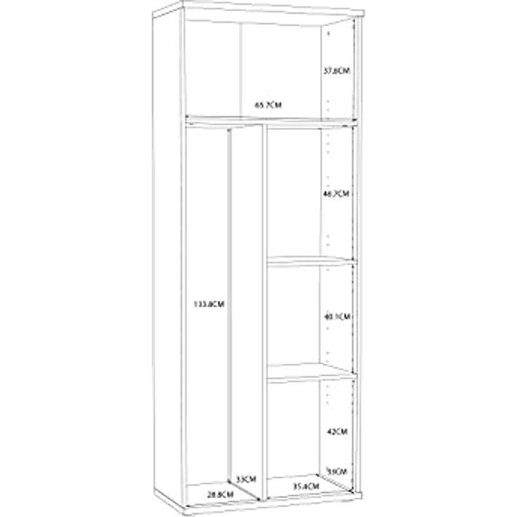 FORTE Net106 Mehrzweckschrank mit 2 Türen, Holzwerkstoff, Sonoma Eiche + Weiß, 68. 90x34. 79x179. 1 cm – Bild 10