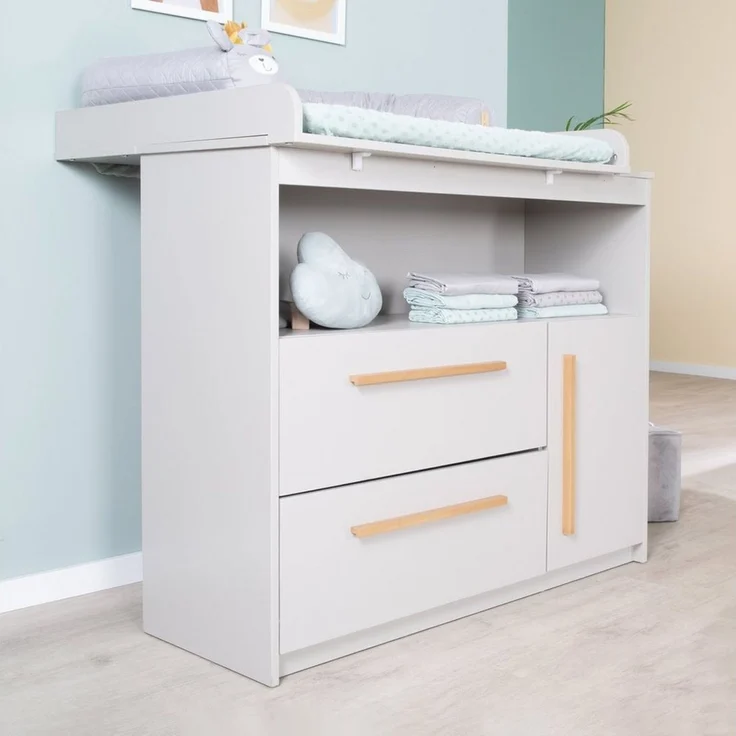 roba Babyzimmer Set Lea 2-teilig Babybett 70x140 cm Wickelkommode Beige/Grau – Bild 3