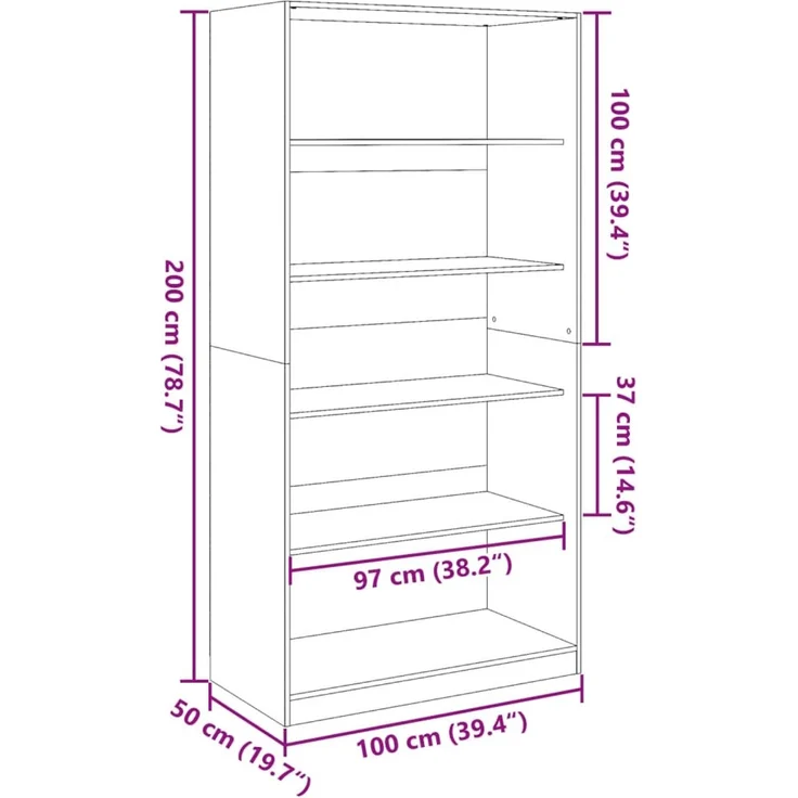 vidaXL Kleiderschrank Altholz-Optik 100x50x200 cm Holzwerkstoff 3307736 – Bild 9