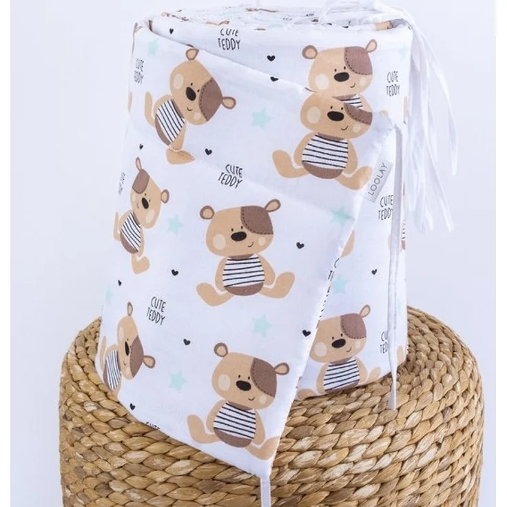 Loolay Bettnestchen TEDDY Bär Baumwolle Atmungsaktives Babybett BETTUMRANDUNG Teddybär, (Bett 140x70cm - 420, 210 cm, 120x60cm - 360, 180 cm, Babyaussttatung Umrandung Kopfschutz Kantenschutz Bettschlange), Super PREMIUM Baby GESCHENK - 100% Natural Ba... – Bild 4