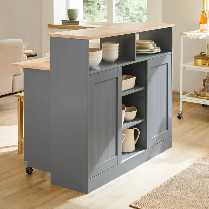 SoBuy FSB36-HG Kücheninsel, MDF, Melamin, Grau, 110 x 97 x 64 cm – Bild 9