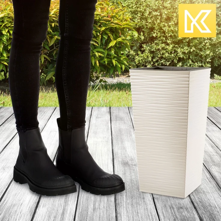 KADAX Blumentopf Blumentopf mit Einsatzabdeckung Blumenständer Hoch Garten Creme 19x36cm – Bild 4