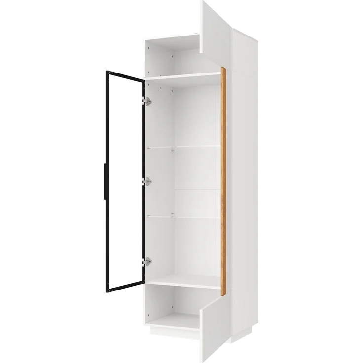 Vitrinenschrank 60x40x180 cm in Weiß, mit Glastür, App-LED und Hochglanzfronten – Bild 4