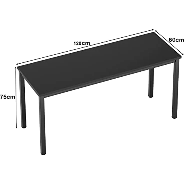 SogesHome Computertisch Schreibtisch 120 x 60 x 75 cm PC Schreibtisch Büro Schreibtisch Workstation für Home Office Verwenden Schreibtisch, Esstisch Konferenztisch, Schwarz,AC3CB-120-SH – Bild 3