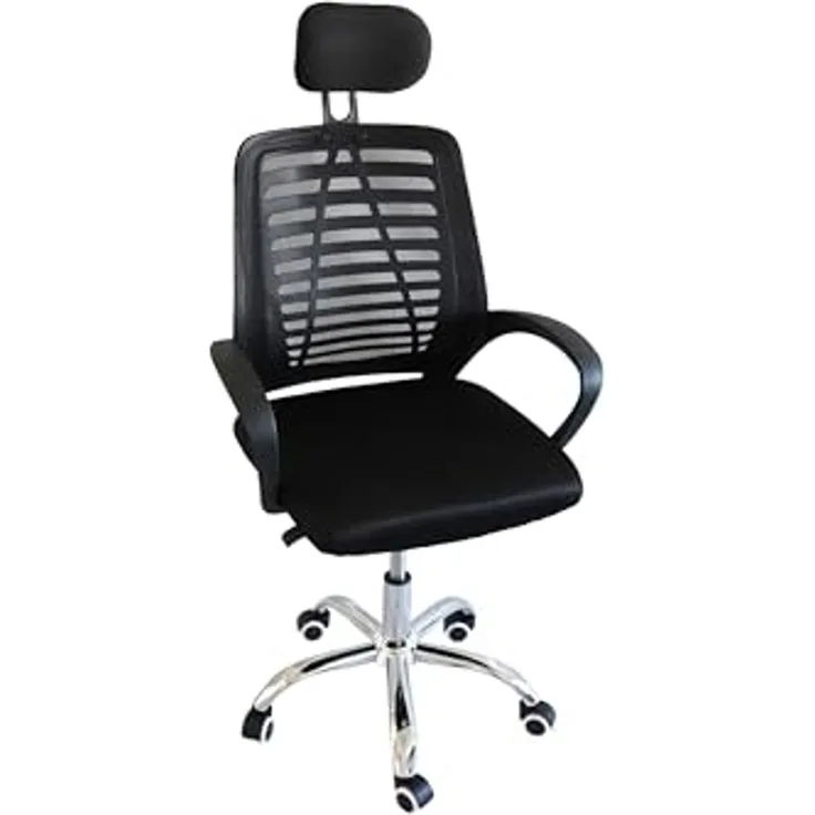 Kynast Bürostuhl mit Kopfstütze und Armlehnen, Textilgewebe Schwarz, 110 x 61 x 59 cm