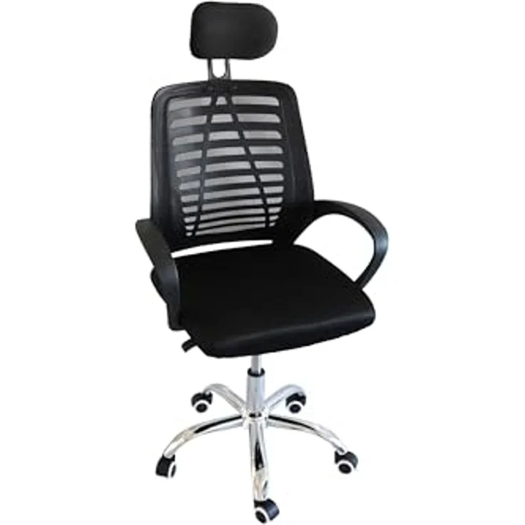 Kynast Bürostuhl mit Kopfstütze und Armlehnen, Textilgewebe Schwarz, 110 x 61 x 59 cm – Bild 1