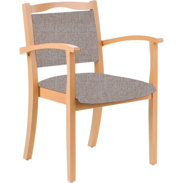 einrichtungsdesign24 Armlehnstuhl 4-Fußstuhl Holzstuhl mit Armlehnen Alexander Seniorenstuhl Esszimmer, Gestell aus Massivholz und stapelbar – Bild 1