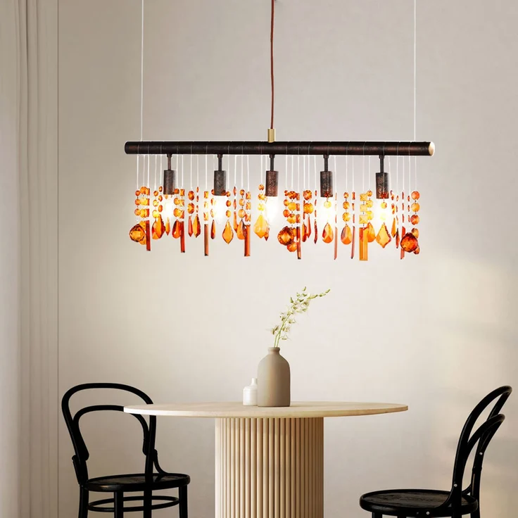 LED Hängeleuchte, 5 flammig, Metall braun, Kristall-Optik – Bild 10