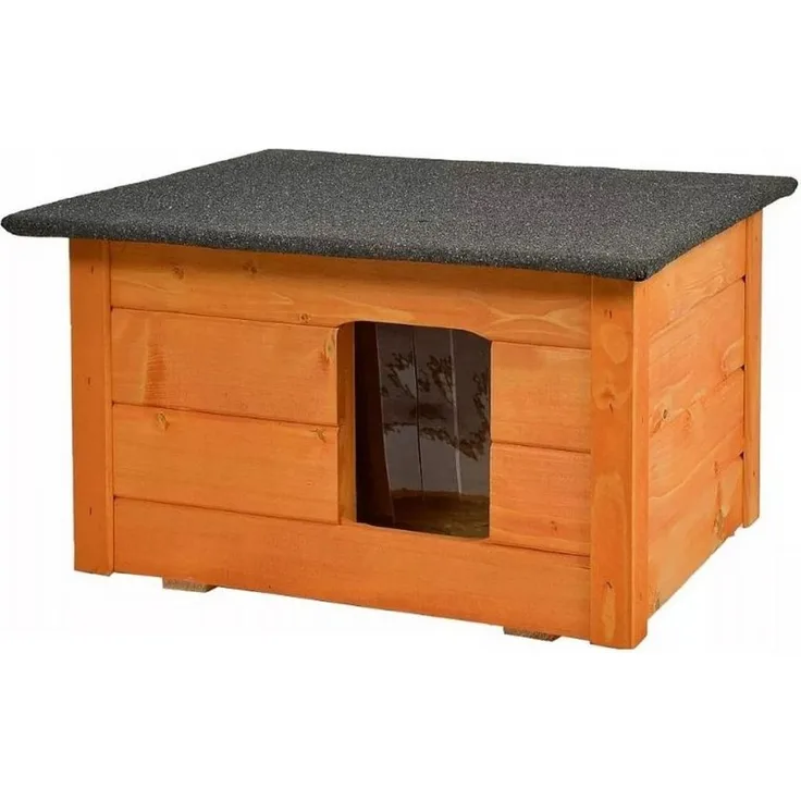QLS Tierhaus Katzenhaus 53x39cm, Hundehaus Holz Isoliert Winterfest Montiert Outdoor Draußen