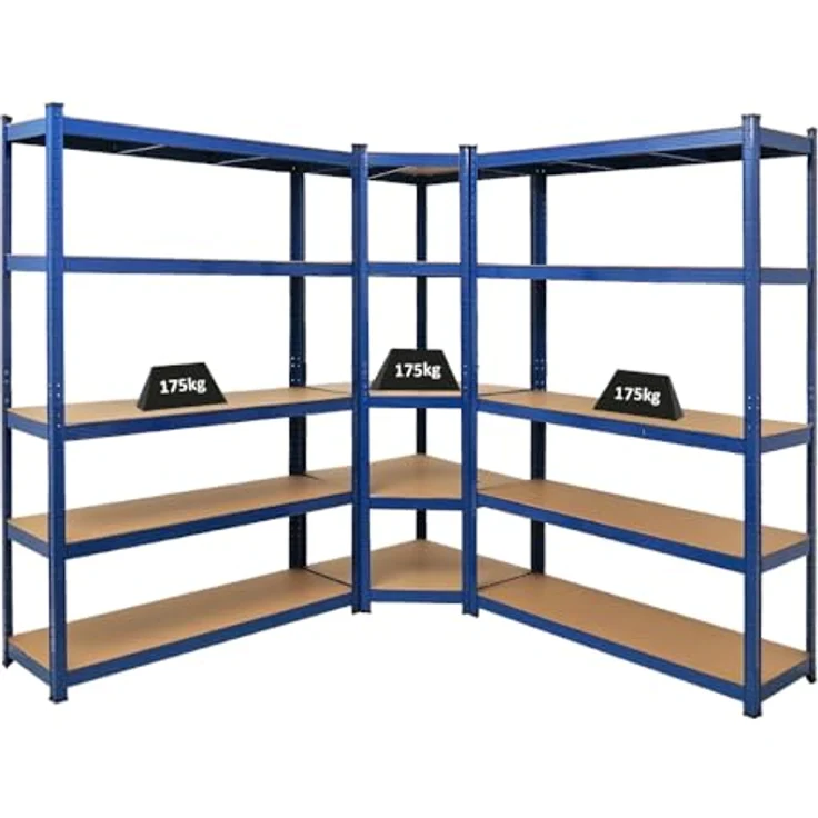 PROREGAL Mega Deal Eckregal Ragnar 1x: 180 x 70 x 40 cm | 2X: 180 x 120 x 40 cm Blau Fachlast 175kg, Kellerregal, Steckregal, Garagenregal, Lagerregal – Bild 2