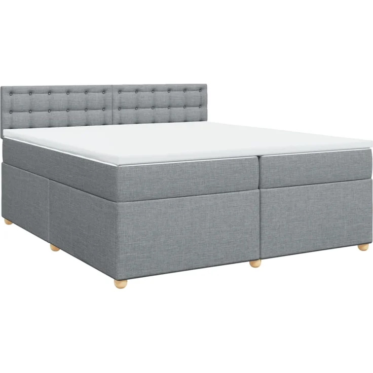 vidaXL Boxspringbett mit Matratze Hellgrau 200x200 cm Stoff 3289101 – Bild 3
