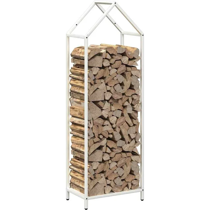 vidaXL Brennholzregal Weiß 40x25x120 cm Kaltgewalzter Stahl 864300 – Bild 4