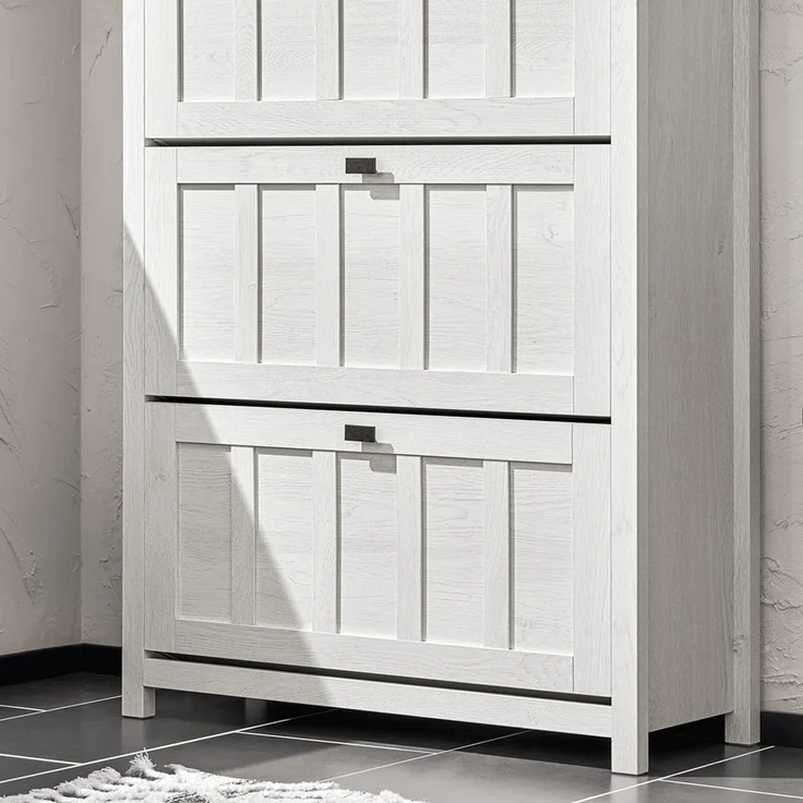 SoBuy FSR162-W Schuhschrank, MDF, Melamin, Weiß, 100 x 91 x 19 cm – Bild 6