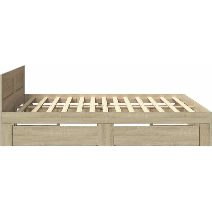 vidaXL Bettgestell mit Kopfteil Sonoma-Eiche 200x200 cm Holzwerkstoff 3295536 – Bild 6