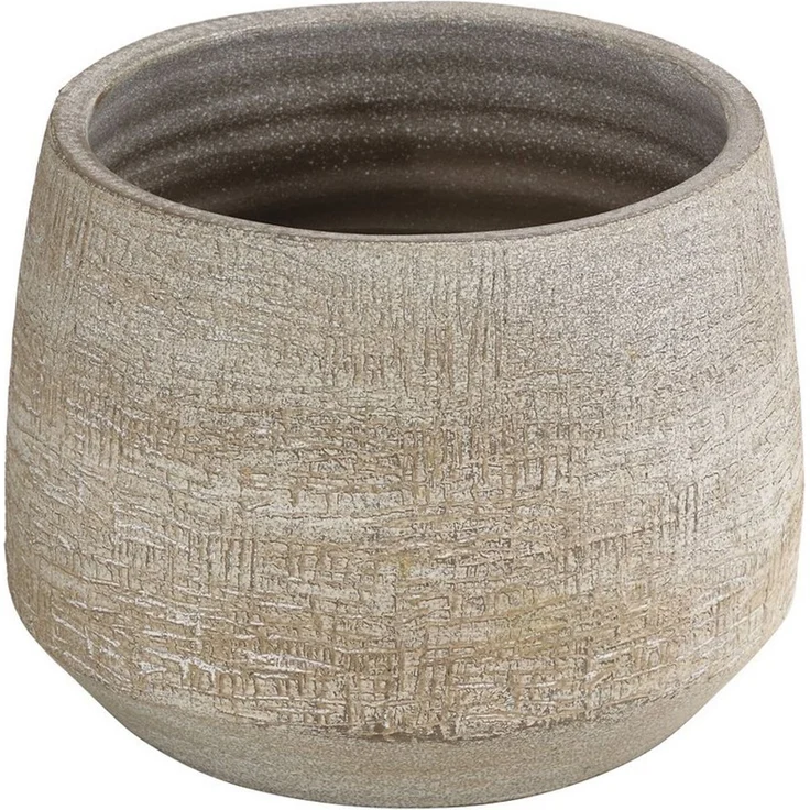 Dehner Übertopf Elias, versch. Größen, Keramik, creme, handgefertigt, robust – Bild 1