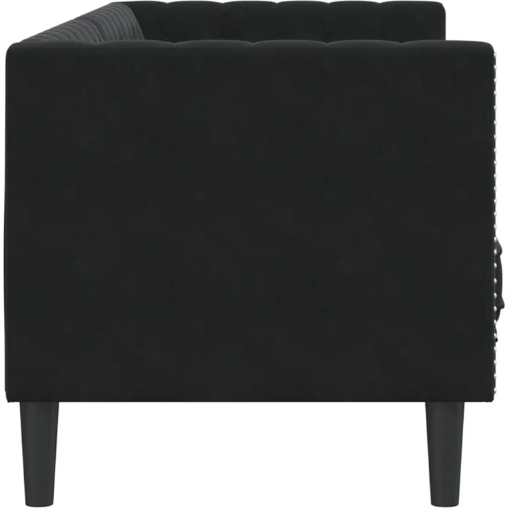 vidaXL Chesterfield-Sofa mit Nackenrollen 3-Sitzer Schwarz Samt 372698 – Bild 4