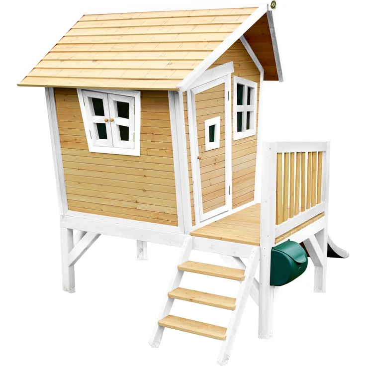AXI Spielhaus Robin mit weißer Rutsche Stelzenhaus in Braun & Weiß aus FSC Holz für Kinder | Braun, weiß | Holz | 177 cm – Bild 5