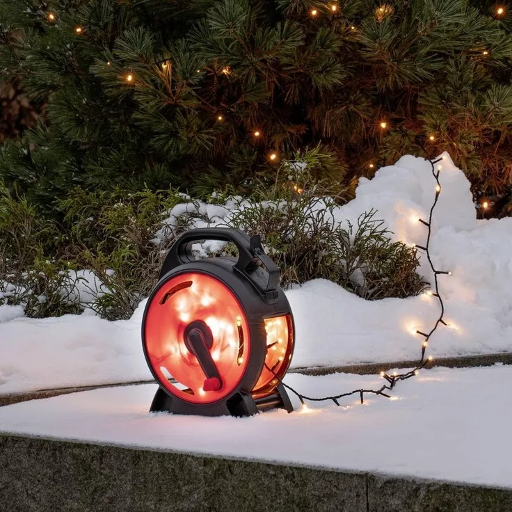 KONSTSMIDE No. 3834-807 LED Outdoor Micro Lichterkette mit Kabelaufroller Bernstein 400 Dioden