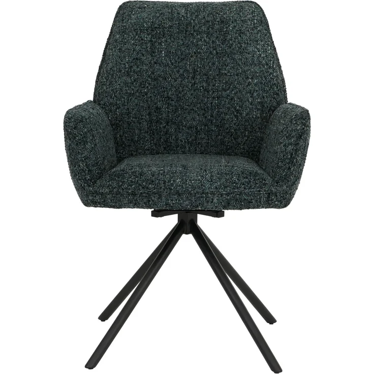 6er-Set Esszimmerstuhl HWC-G67, drehbar Auto-Position Metall Chenille (410g/m²) ~ Gestell schwarz, dunkelgrün – Bild 7