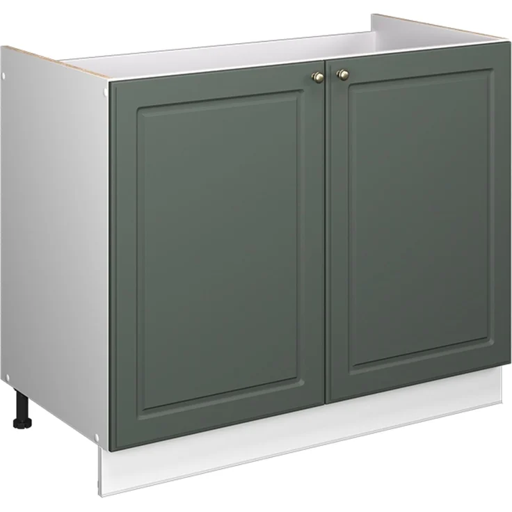 Spülenschrank Fame-Line Grün-Gold Landhaus/Weiß 100 cm ohne Arbeitsplatte Vicco – Bild 1