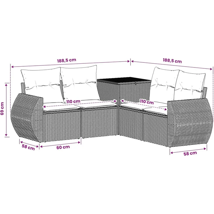 vidaXL Sofa Set 5 stk. Grau und Dunkelgrau Polyrattan und Stahl 3447898 – Bild 9