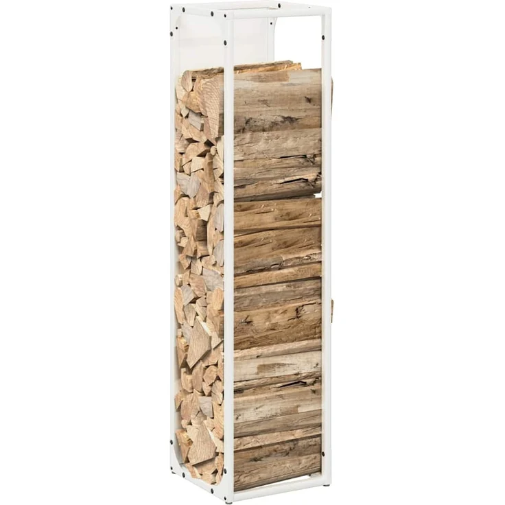 vidaXL Brennholzregal Weiß 25x25x100 cm Kaltgewalzter Stahl 864268 – Bild 4