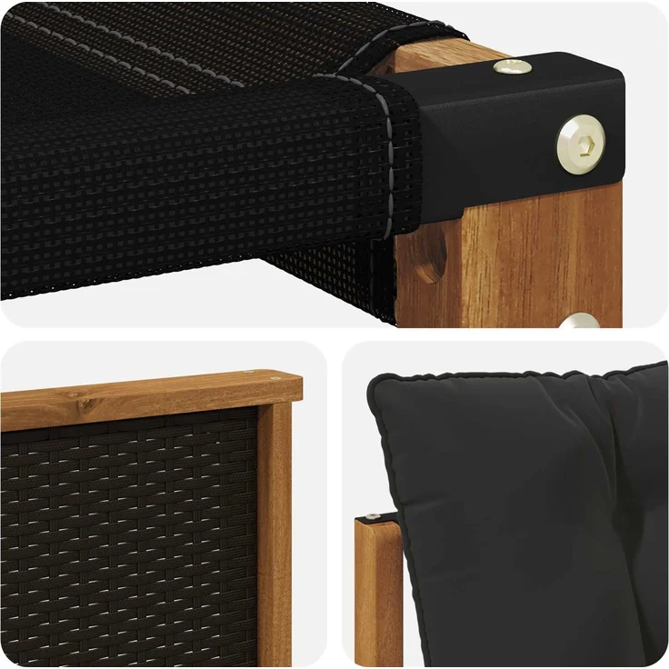 vidaXL Outdoor-Sofagarnitur mit Kissen 4 pcs Natürlich und Schwarz 3381336 – Bild 6