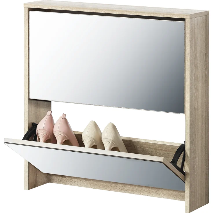 en. casa Schuhschrank Lund 67 x 63 x 17 cm mit 2 Türen Eiche – Bild 2