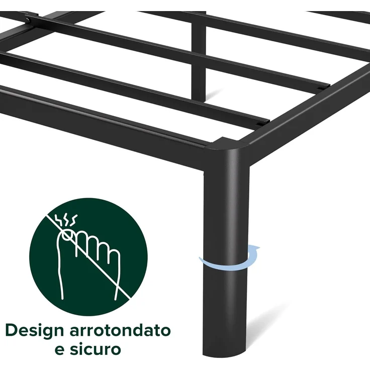 Zinus Van 40,6 cm Metall Plattform Bed Frame (Rounded Corner) mit Stahlblech, doppelt. – Bild 5