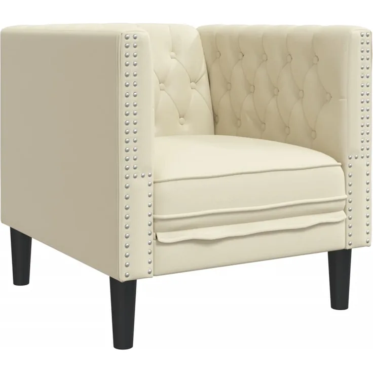 vidaXL Chesterfield-Sessel Creme Kunstleder 372653
