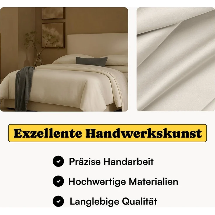 Seralino Bettwäsche Mako Satin Bettwäsche (100% Bio Baumwolle) mit Kissenbezug, 3 teilig, Fairtrade/ GOTS zertifiziert, uni Bettwäsche Set mit Reißverschluss – Bild 2