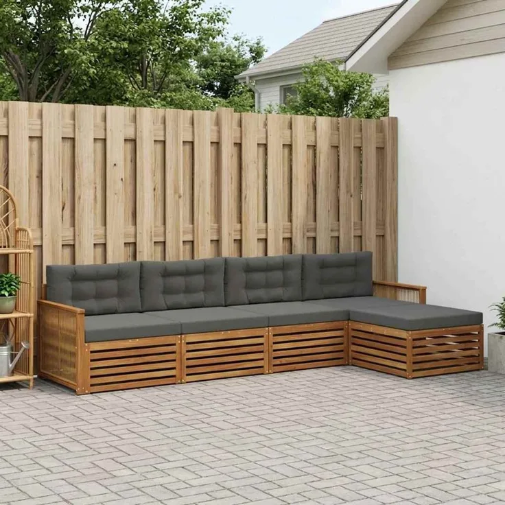 vidaXL Outdoor-Sofagarnitur 5 stk. 4-Sitzer Natur und Anthrazit 3383240