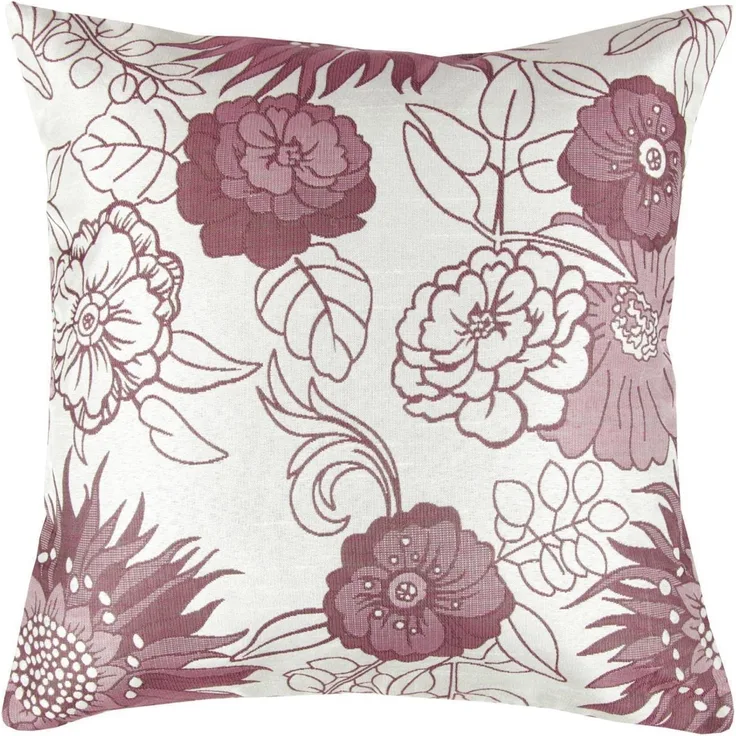 Arsvita Kissenhülle 40x40xcm Blumenmuster (Silbergrau - Bordeaux)