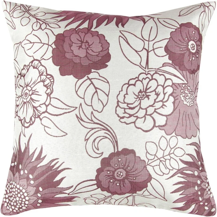 Arsvita Kissenhülle 40x40xcm Blumenmuster (Silbergrau - Bordeaux) – Bild 1