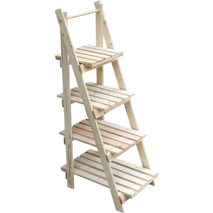 holz4home® Pflanzentreppe Pflanzleiter mit 4 Ablagen I Blumentreppe aus Tannenholz, Klappbar – Bild 8