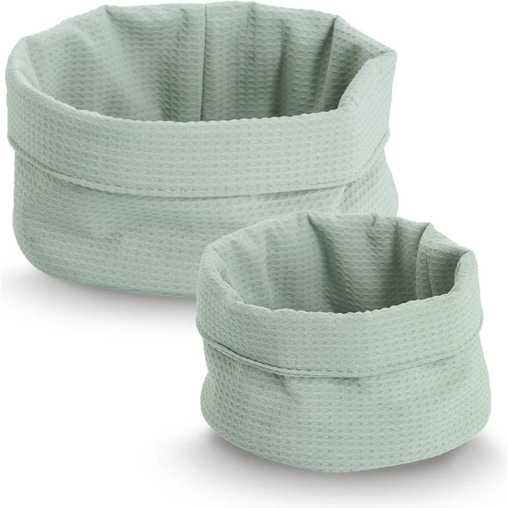 ZELLER 14531 Aufbewahrungskorb Ø 20 cm in MINT Waffelpiqué, Polyester / Korb – Bild 4