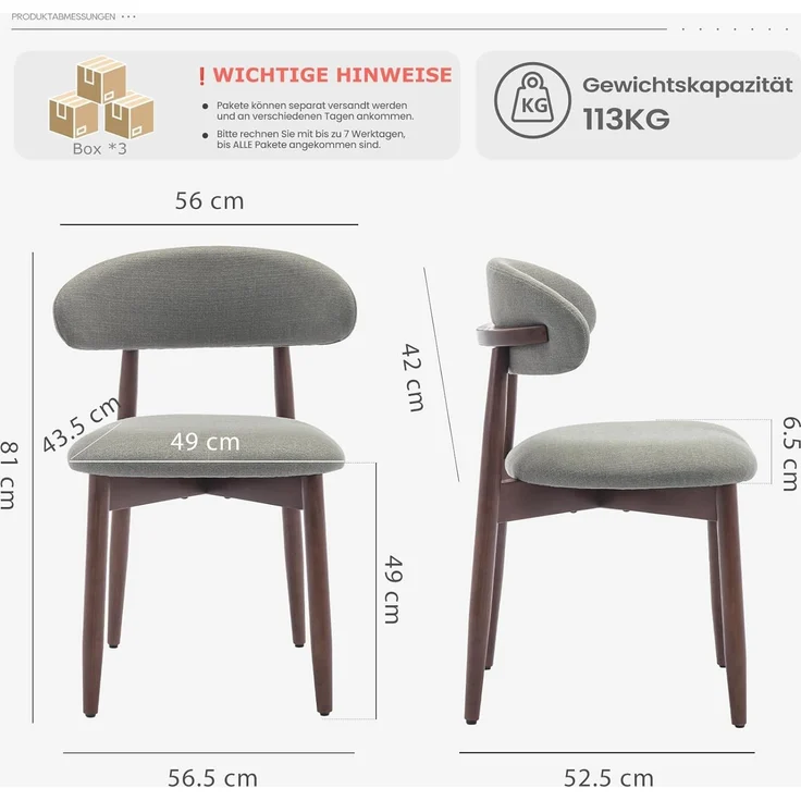COLAMY Esszimmerstühle 6er Set, Polsternder Stühle Esszimmer mit Rückenlehne, Moderne Küchenstühle Gepolstert, Stoff Dining Chairs mit Back und Holzbeinen für Esszimmer, Küche, Restaurant, Grün – Bild 3