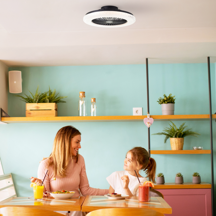 Brilliant LED Deckenlampe mit Ventilator, 49 cm Ø - RGB-Frontlicht & CCT-Zentralbeleuchtung, dimmbar, mit Farbwechsel & Fernbedienung – Bild 4