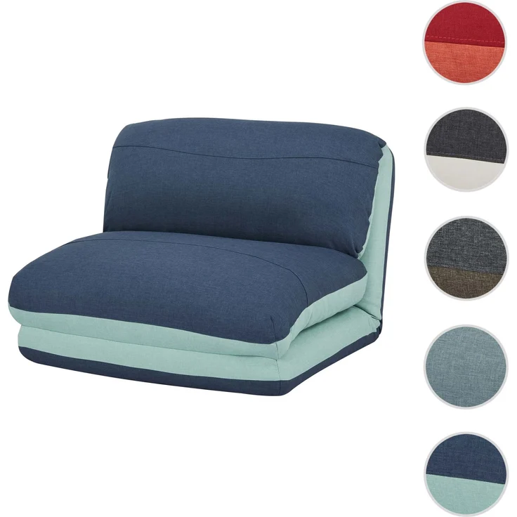 Schlafsessel HWC-E68, Schlafsofa Funktionssessel Klappsessel Relaxsessel, Stoff/Textil ~ hellblau/dunkelblau – Bild 9