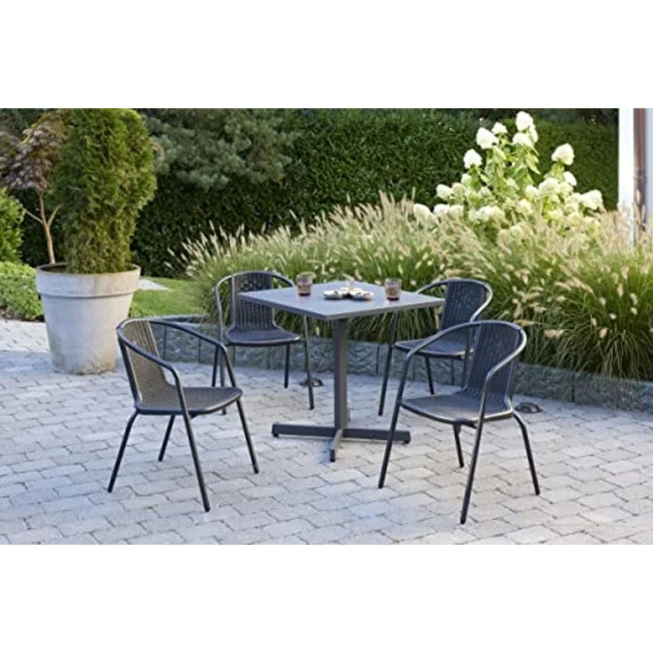 LC Garden Stapelstuhl Garvista Stapelstuhl 54x52x72cm schwarz Gartenstuhl Terassenstuhl, Pulverbeschichteter Stahl – Bild 2