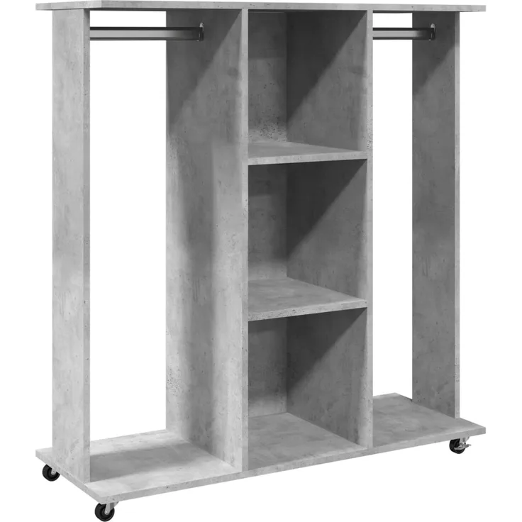 vidaXL Kleiderständer mit Rollen Betongrau 102x38x110 cm Holzwerkstoff 848034