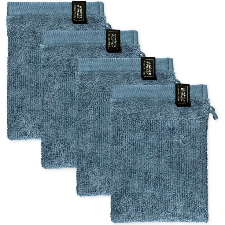 SCHÖNER WOHNEN-Kollektion Waschhandschuh Sense, (Packung, 4-St), mit Velourborte, hautschmeichelnde Airtouch Qualität, super weich