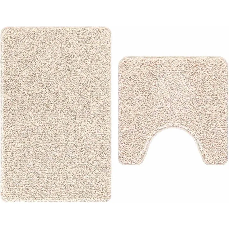 vidaXL Anti-Rutsch Badematten-Set 2 pcs Creme PP 4019856