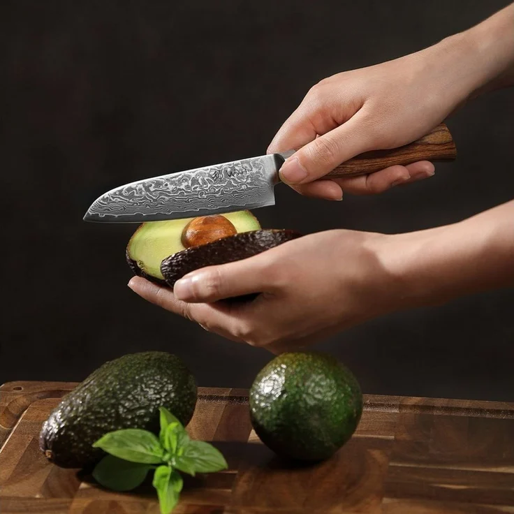 Wakoli Santokumesser EDIB Pro Damast Santoku Messer I Küchenmesser Kochmesser I 11cm Klinge, 67 Lagen Damaststahl, VG-10 Stahlkern – Bild 1