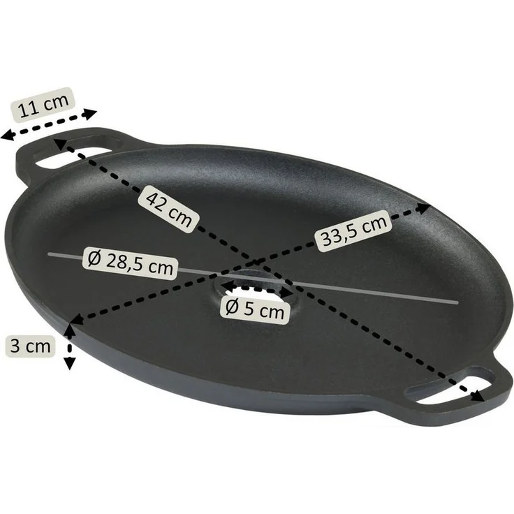 BBQ-Toro Grillplatte Gusseisen Plancha Ø 34,5cm, Grillplatte für Raketenofen, preseasoned, Thermoresistent – Bild 2