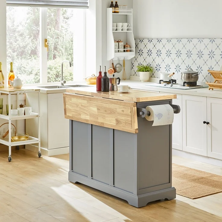 SoBuy FKW71-HG Kücheninsel, MDF, Lackiert, Grau, 115 x 92 x 71 cm – Bild 6