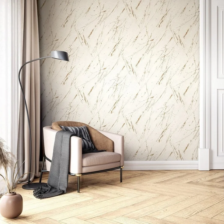Newroom Vliestapete, Beige Tapete Modern Marmor - Marmoroptik Marmor-Tapete Creme Gold 3D Optik Glamour Metallic für Wohnzimmer Schlafzimmer Küche, Marmoroptik, Marmor-Tapete – Bild 3