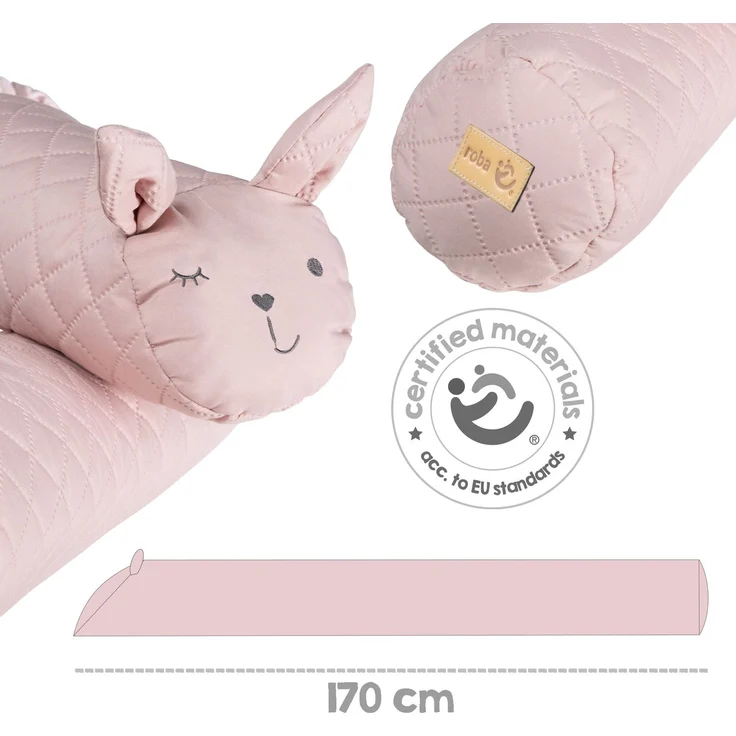 roba Bettschlange 'roba Style' - 170 cm lang Ø 12 cm - Baby-Bettumrandung mit Hasengesicht Lily - Rosa – Bild 3